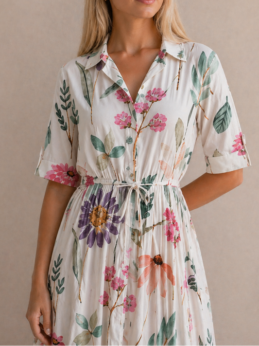 Lola | Robe Fluide Imprimé Floral Pastel Élégant