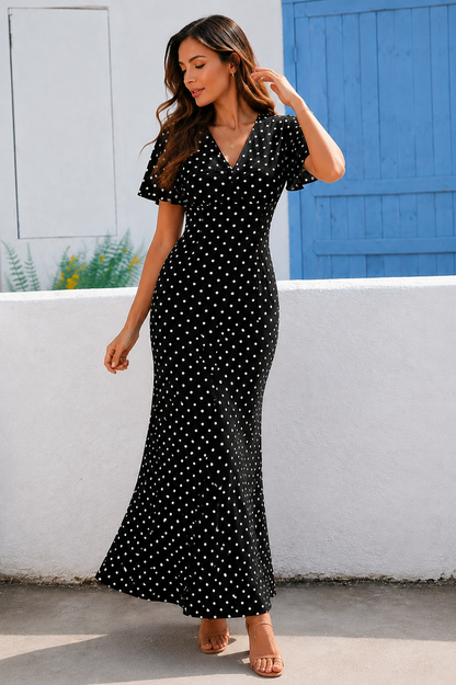 Camélia | robe longue à pois élégante