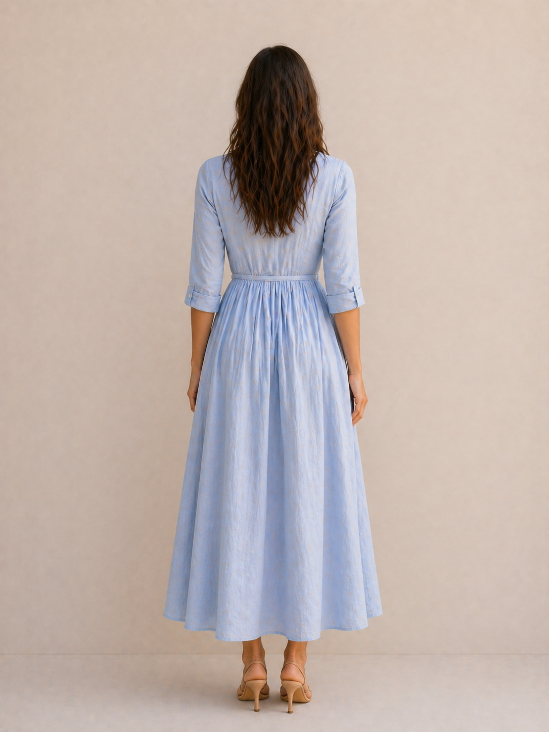 Léonie | Robe Fluide Bleu Ciel Élégant