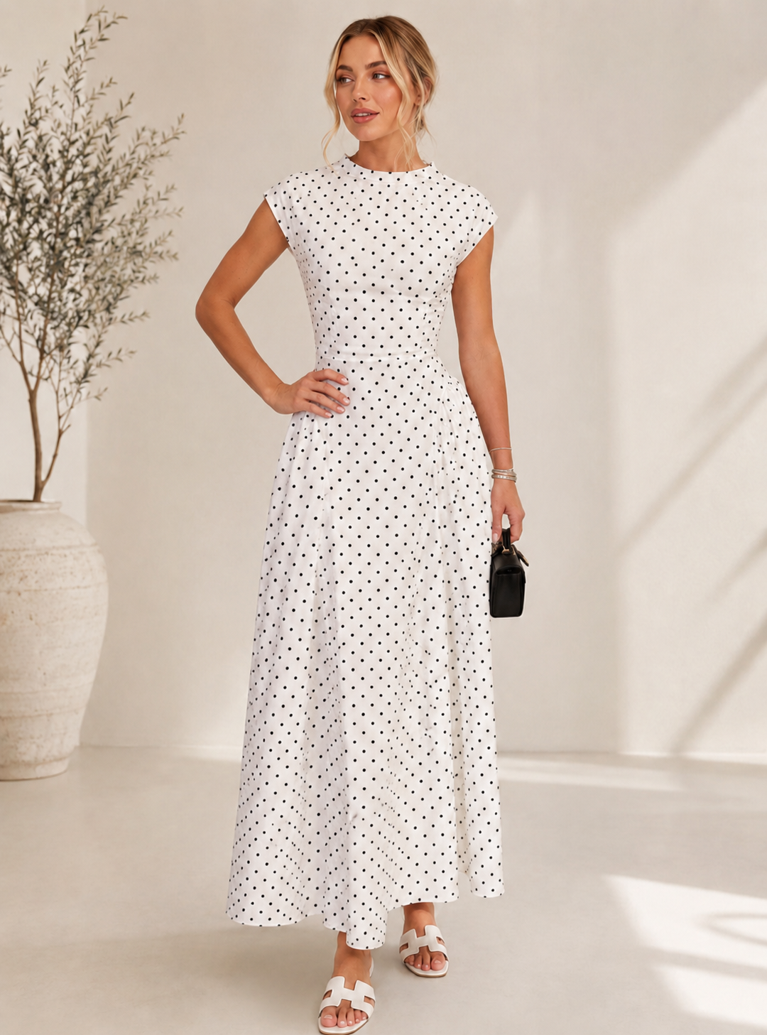 Améliane | robe longue à pois élégante