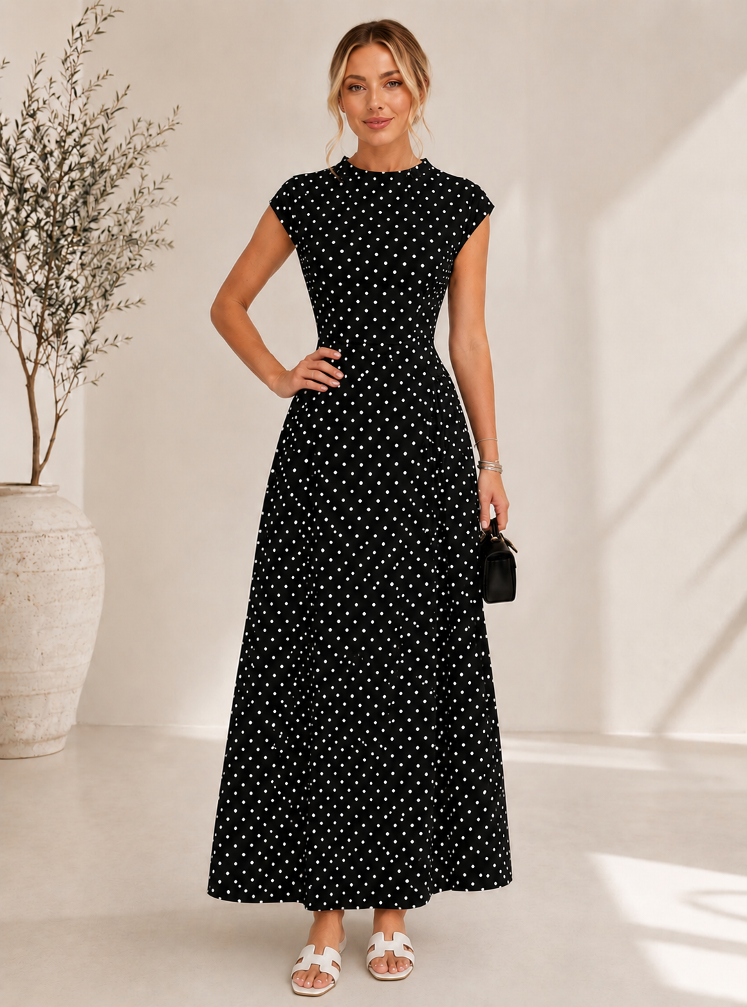 Améliane | robe longue à pois élégante