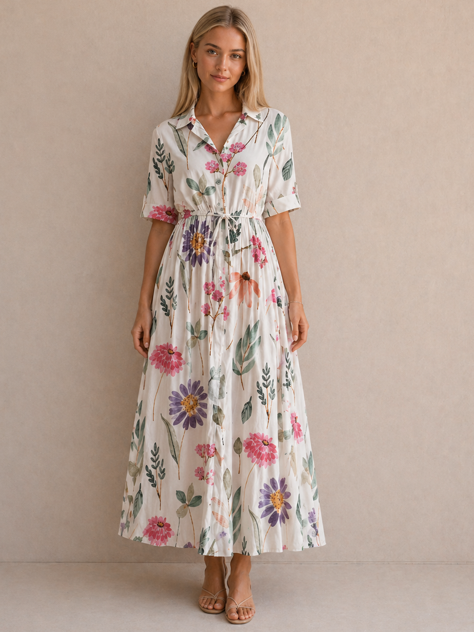 Lola | Robe Fluide Imprimé Floral Pastel Élégant