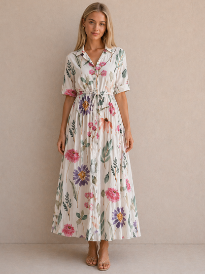 Lola | Robe Fluide Imprimé Floral Pastel Élégant