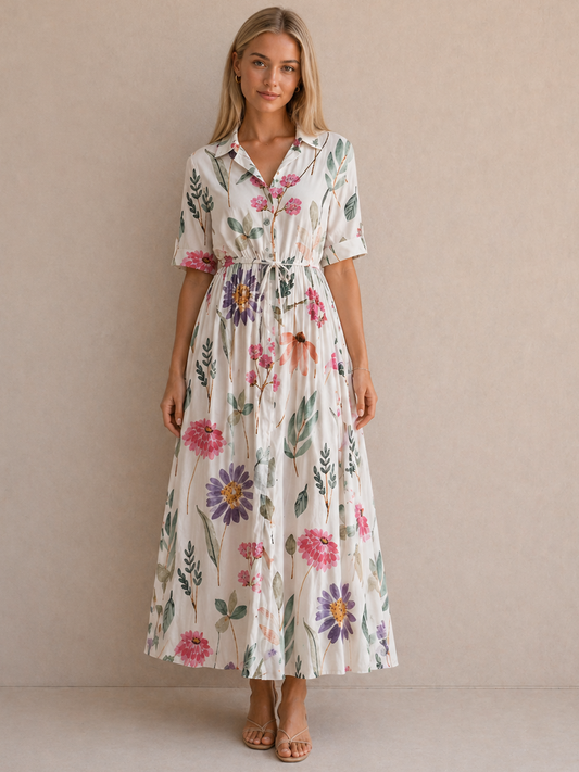 Lola | Robe Fluide Imprimé Floral Pastel Élégant