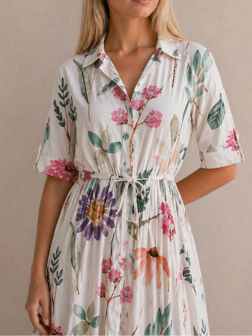 Lola | Robe Fluide Imprimé Floral Pastel Élégant