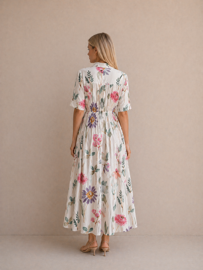 Lola | Robe Fluide Imprimé Floral Pastel Élégant