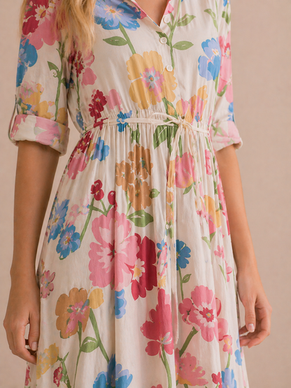 Lucie | Robe Fluide Imprimé Floral Multicolore Élégant