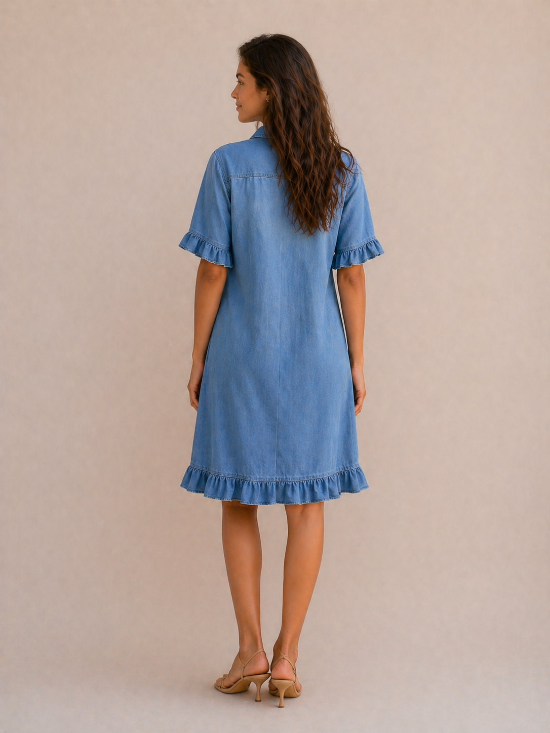 Monique | Robe en Denim Confortable avec Plis Flatteurs