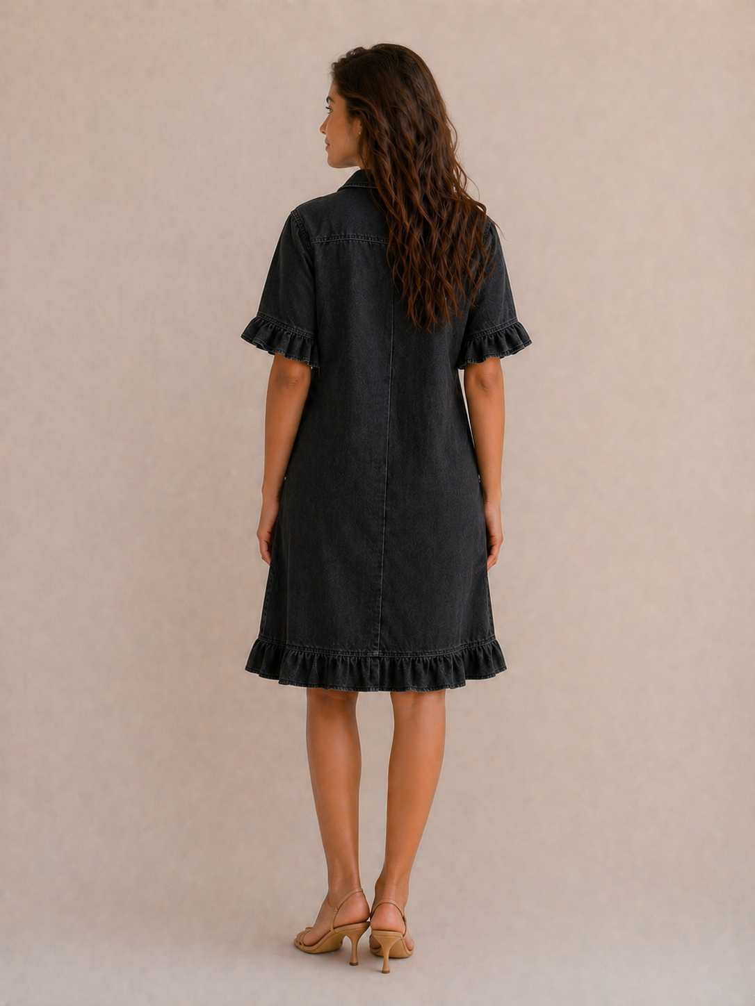 Monique | Robe en Denim Confortable avec Plis Flatteurs