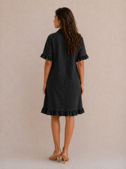 Monique | Robe en Denim Confortable avec Plis Flatteurs