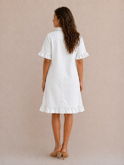 Monique | Robe en Denim Confortable avec Plis Flatteurs
