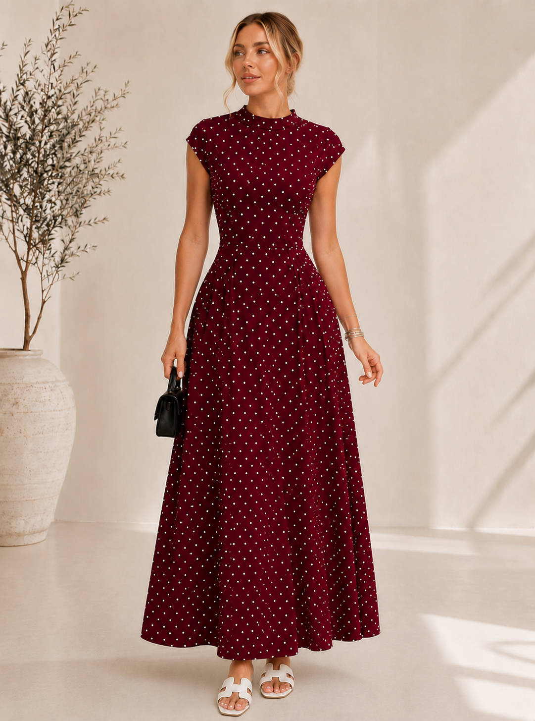 Améliane | robe longue à pois élégante