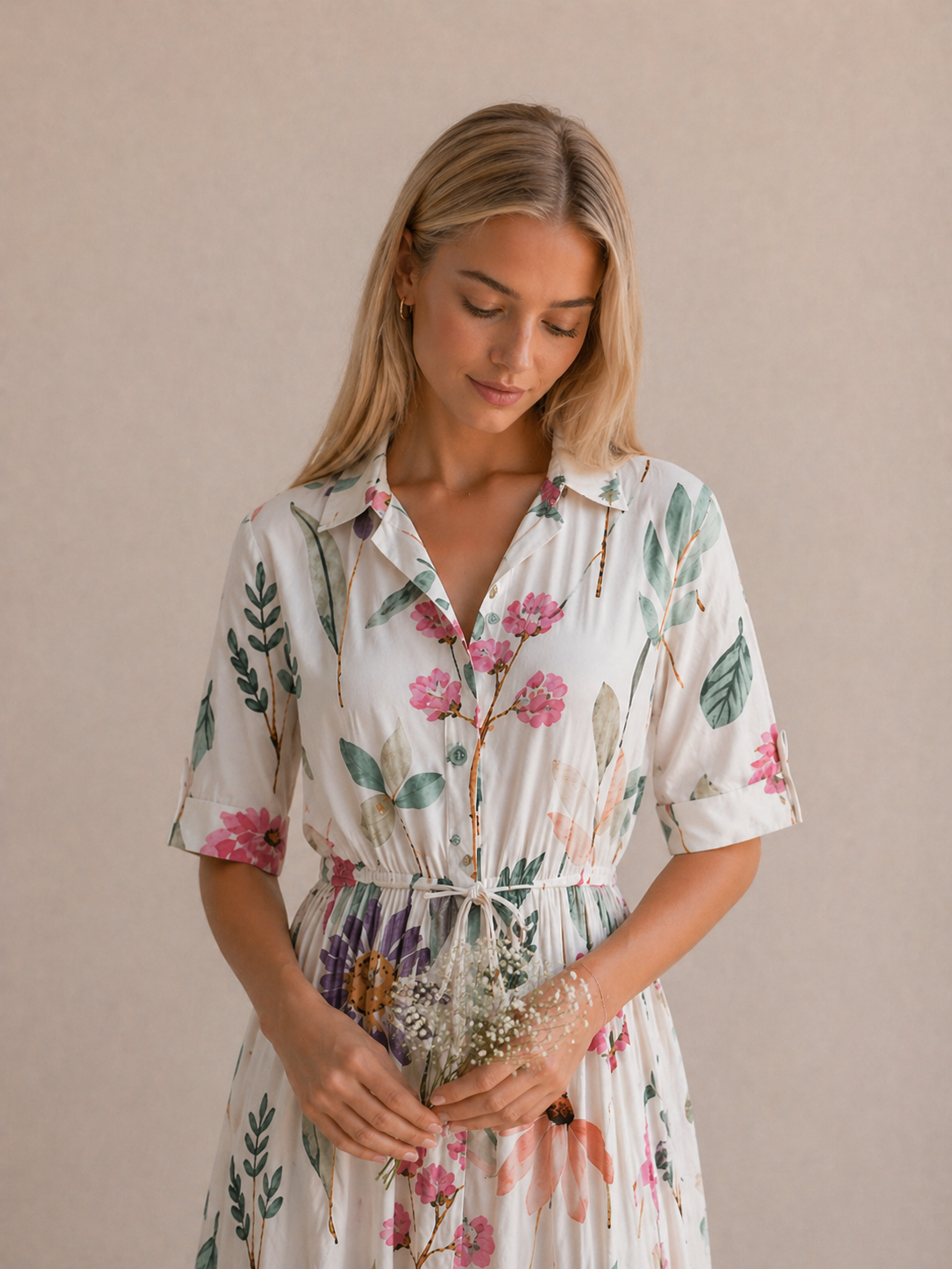Lola | Robe Fluide Imprimé Floral Pastel Élégant