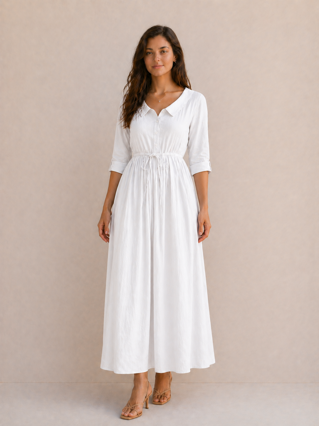 Léonie | Robe Fluide Bleu Ciel Élégant
