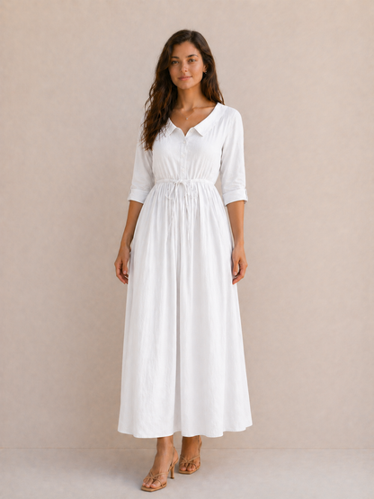 Léonie | Robe Fluide Bleu Ciel Élégant