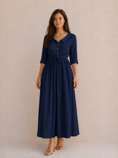 Léonie | Robe Fluide Bleu Ciel Élégant