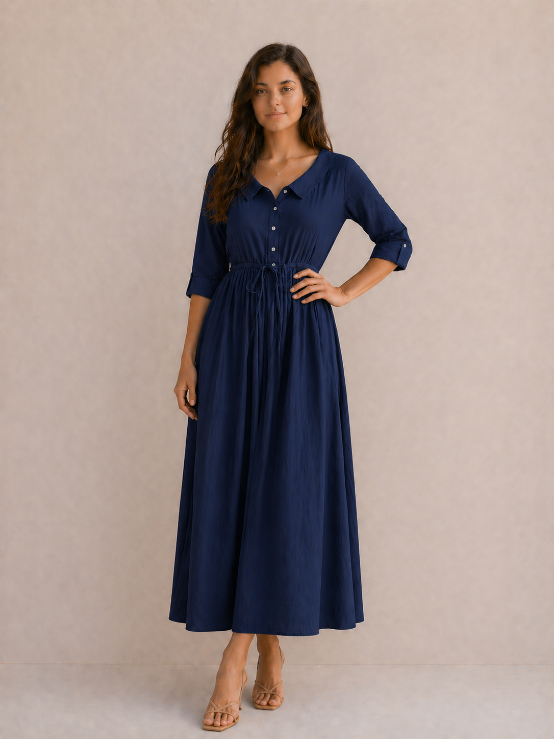 Léonie | Robe Fluide Bleu Ciel Élégant