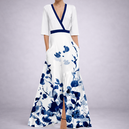 Manon – Robe longue florale col V