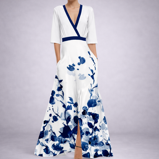 Manon – Robe longue florale col V