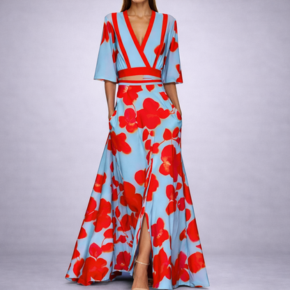 Manon – Robe longue florale col V