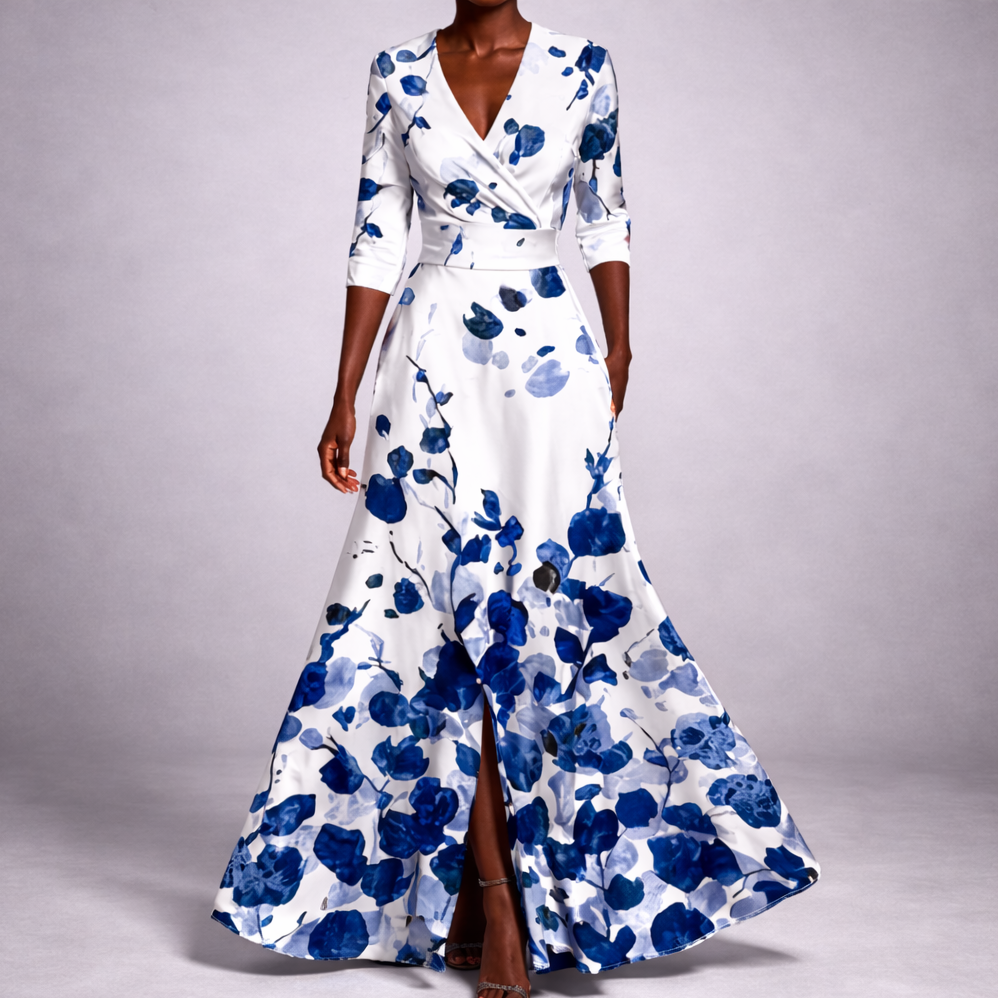 Manon – Robe longue florale col V