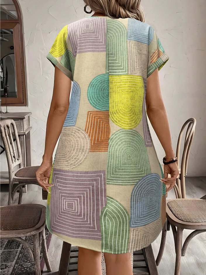 Mirella | robe courte fluide à imprimé géométrique