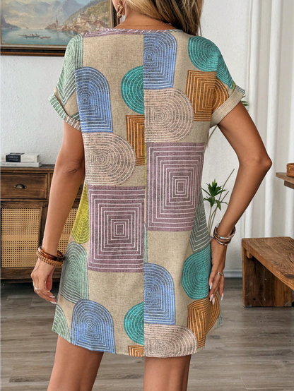 Mirella | robe courte fluide à imprimé géométrique
